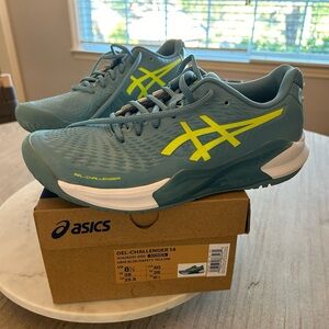 ASICS Women’s Gel-Challenge 14 sz 8.5 Tennis Shoe  Grisblue/Safety Yellow